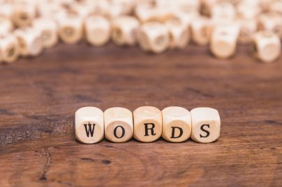 words spelled out in blocks